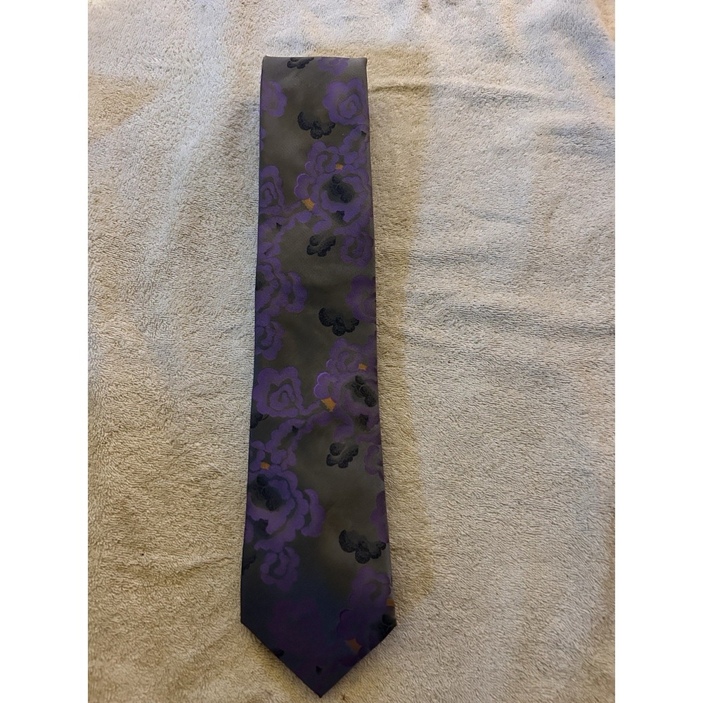 Rossi Man Men's Neck Tie Purple Floral Pattern‎ Dress Fashion